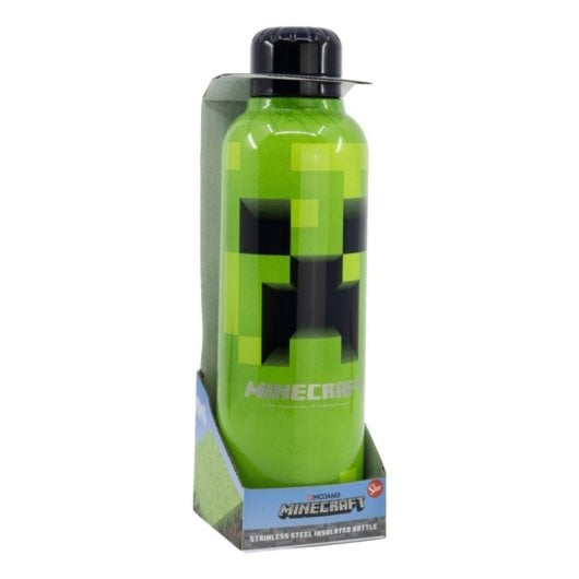 Bidon Stor 00441 Edelstahl 515 ml Minecraft Motiv Schwarz Grün Kinder