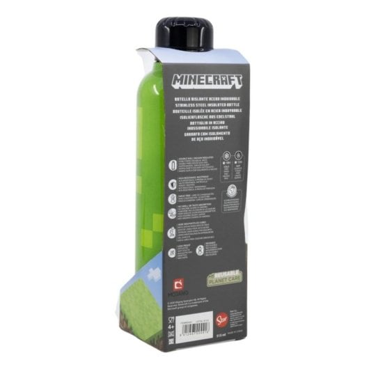 Bidon Stor 00441 Edelstahl 515 ml Minecraft Motiv Schwarz Grün Kinder