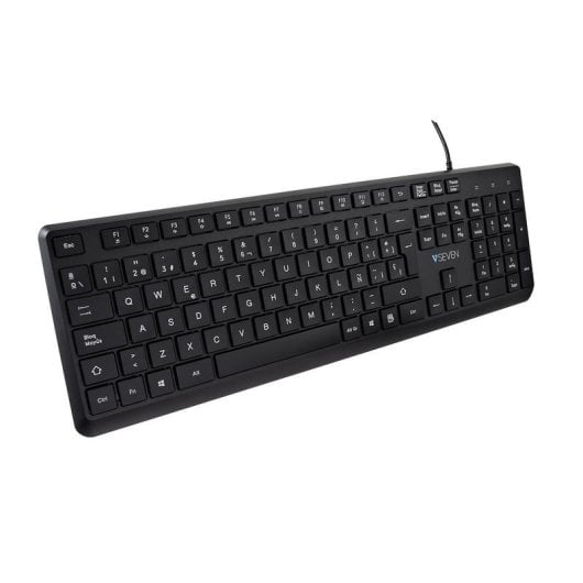 Teclado V7 KU350ES de membrana tamaño completo con USB y teclas multimedia