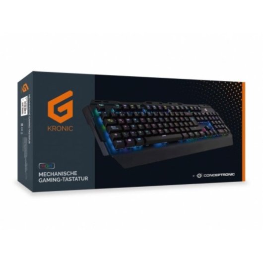 Teclado Conceptronic KRONIC mecânico completo com iluminação RGB e layout QWERTZ