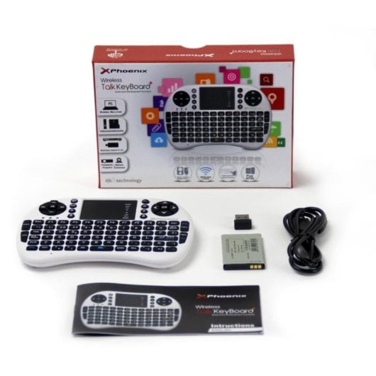 Teclado Phoenix PHTALKKEYBOARD+ Mini inalámbrico QWERTY con Touchpad Scroll