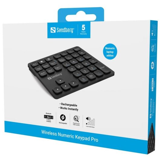 Teclado SANDBERG Wireless Numeric Keypad Pro a membrana wireless e cablato 36 tasti