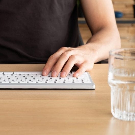 Tastatur R-Go Tools R-Go Compact Break kabellos QWERTY (ES) ergonomisch Bluetooth weiß