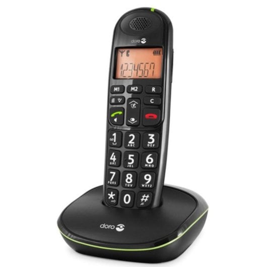 Téléphone DORO PhoneEasy 100w sans fil DECT haut-parleur 20 contacts noir