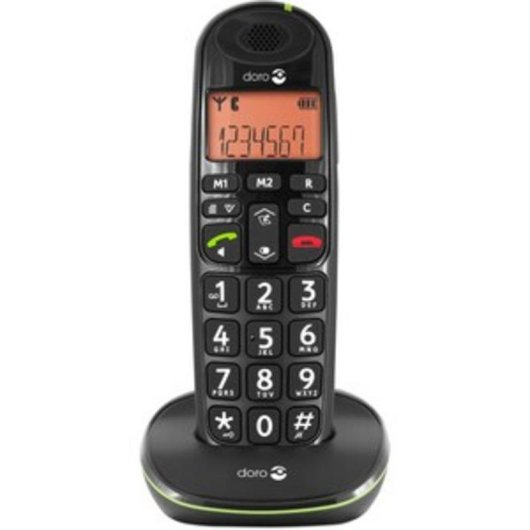 Téléphone DORO PhoneEasy 100w sans fil DECT haut-parleur 20 contacts noir