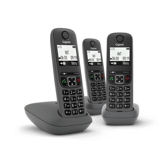 Telefon Gigaset AS490 Trio kabellos DECT Freisprechfunktion 3 Mobilteile schwarz