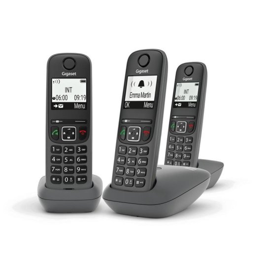 Telefon Gigaset AS490 Trio kabellos DECT Freisprechfunktion 3 Mobilteile schwarz