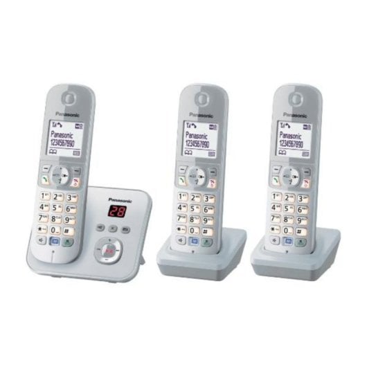 Telefon Panasonic KX-TG6823 DECT Freisprechfunktion 3 Mobilteile Silber Weiß