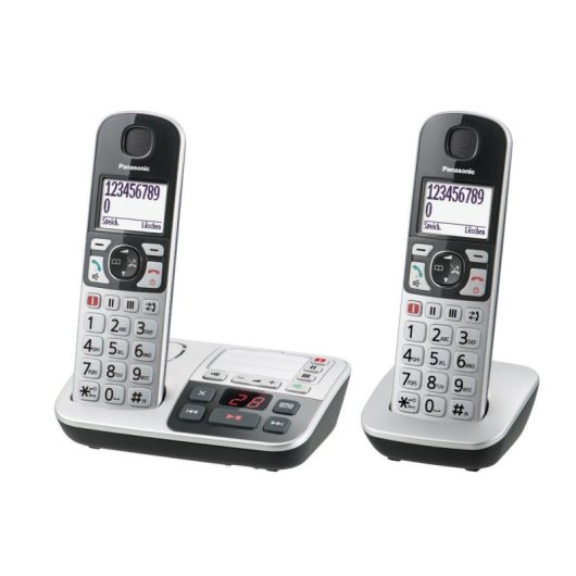 Téléphone Panasonic KX-TGE522 Sans Fil DECT Double Combiné Argent