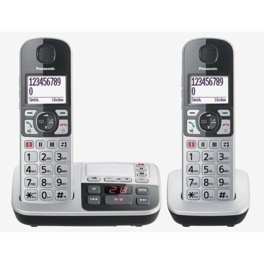 Téléphone Panasonic KX-TGE522 Sans Fil DECT Double Combiné Argent