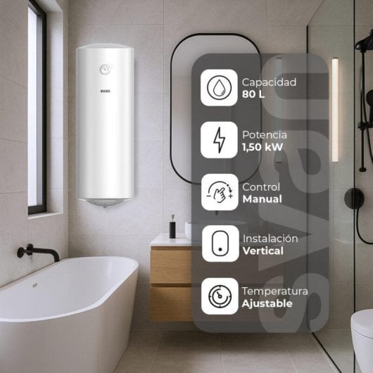 Termo eléctrico Svan 80L 1500W vertical control manual acero esmaltado