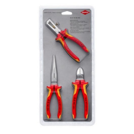 Alicate Knipex 00 31 30 BK V03 Conjunto 3 Peças Cabo Vermelho Amarelo