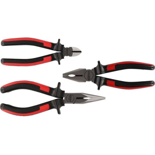 Pince KS Tools 115.1010 Acier Poignée Noire Rouge Set de 3 pièces