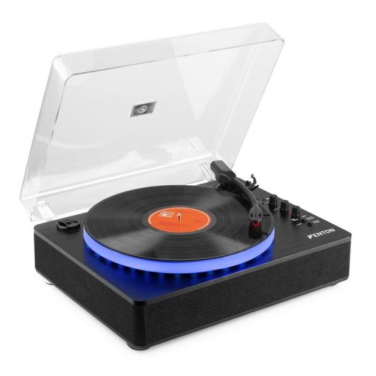 Tocadiscos Fenton RP162LED Automático Bluetooth USB Negro 33/45/78 RPM