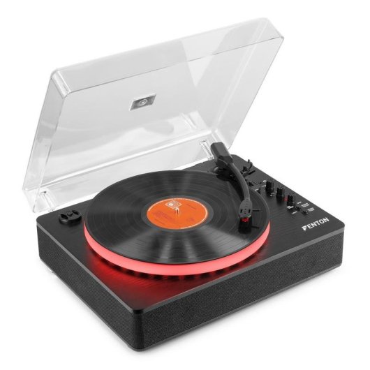 Tocadiscos Fenton RP162LED Automático Bluetooth USB Negro 33/45/78 RPM