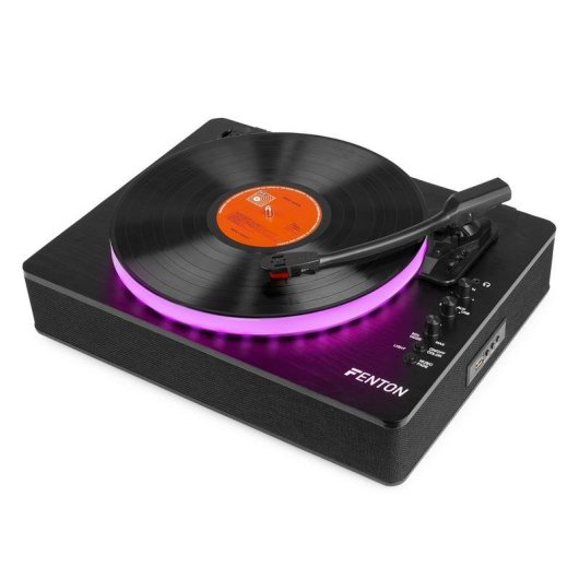Tocadiscos Fenton RP162LED Automático Bluetooth USB Negro 33/45/78 RPM