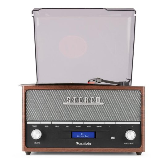 Tocadiscos Audizio Frisco Marrón Bluetooth DAB+ FM 33/45/78 RPM LCD