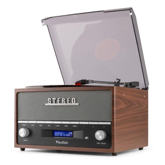 Tocadiscos Audizio Frisco Marrón Bluetooth DAB+ FM 33/45/78 RPM LCD