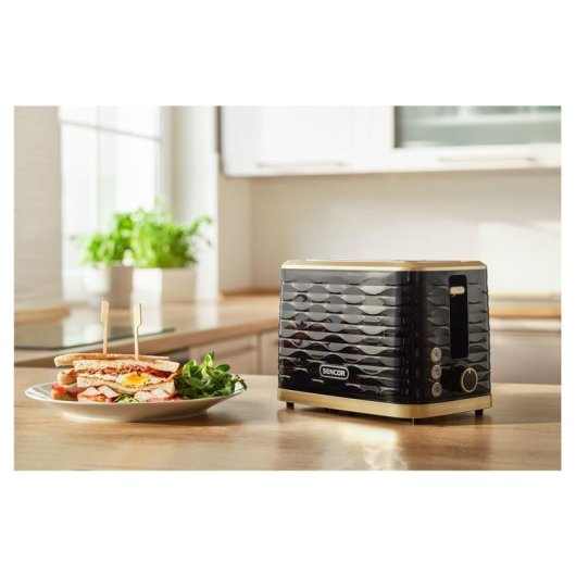 Tostador Sencor STS 7501BK 2 rebanadas acero inoxidable negro oro 930 W