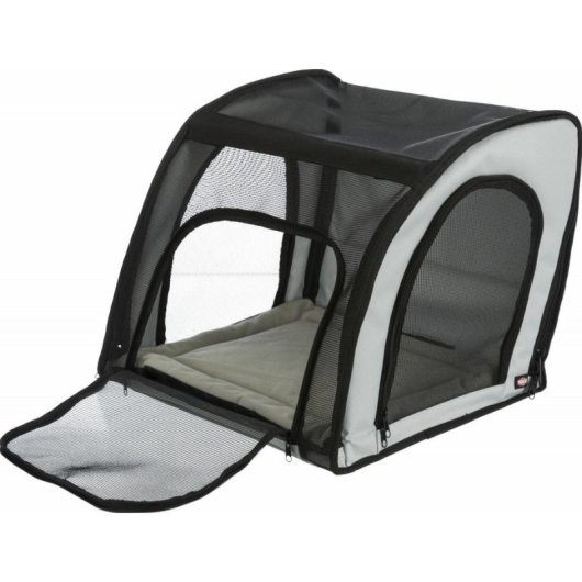 Transporteur voiture TRIXIE 13174 Noir Gris polyester ouverture frontale et latérale