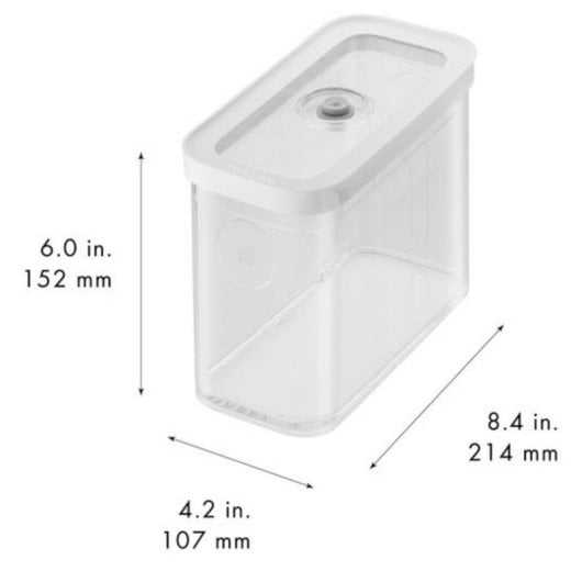 Recipiente ZWILLING 1025127 rectangular 2 L plástico sin BPA blanco