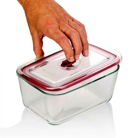 Recipiente de vidro Jata HREC4205 Retangular 0,8L Tampa Vácuo Pack 2