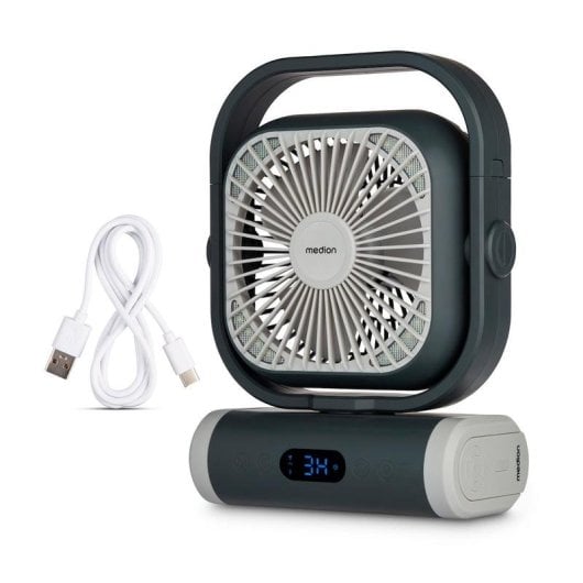 Ventilatore Medion E10 TF Blade 5 velocità LED Batteria 10000mAh Grigio/Bianco