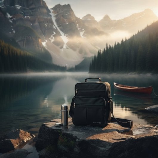 Sac bandoulière unisexe Benzi Bz3325 9L, sac compact à poches multiples, polyester résistant, noir