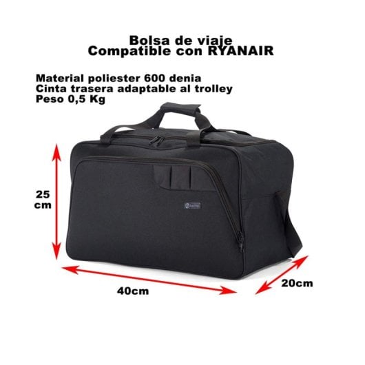 Sac de voyage Benzi Bz5410 20L, compatible Ryanair, 40×20×25 cm, léger et résistant, avec poche pour documents et bandoulière réglable, gris