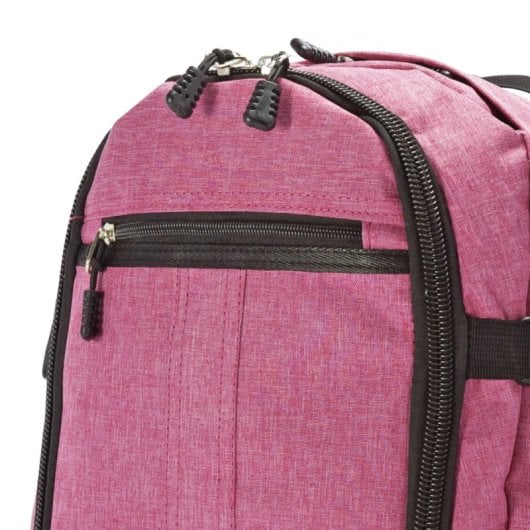 Mochila de viagem Benzi Bz5771, 24L, 40×30×20 cm, compatível com as malas Vueling e Volotea, compacta, leve e resistente, com pega para bagagem, cor-de-rosa.