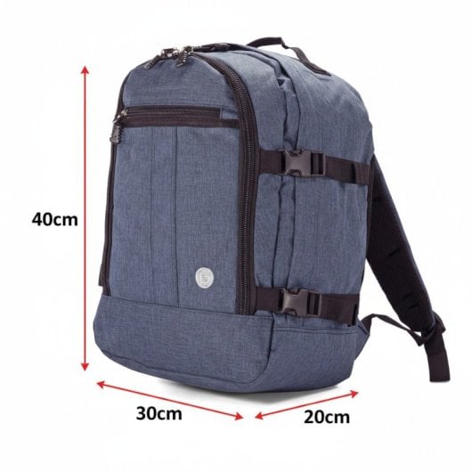 Mochila de viagem Benzi Bz5771, 24L, 40×30×20 cm, compatível com as malas Vueling e Volotea, compacta, leve e resistente, com pega para bagagem, azul escuro.