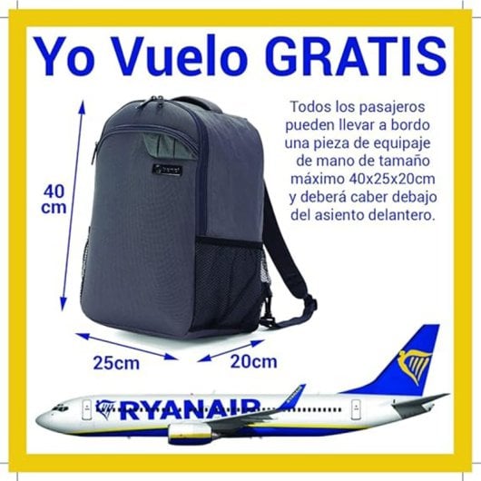 Sac à dos cabine Benzi Bz5646 20 L, 40 × 25 × 20 cm, léger et confortable, avec poches latérales, compatible avec Ryanair et Vueling, gris
