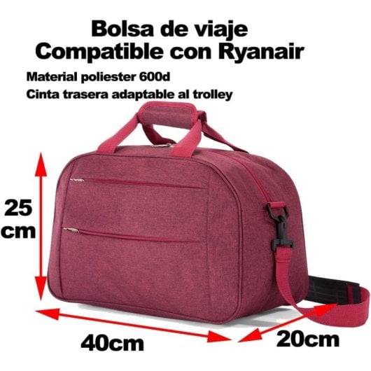 Sac de voyage Benzi Bz5496 20L, compatible avec Ryanair et Vueling, 40 × 25 × 20 cm, 3 compartiments, bandoulière réglable, polyester léger, rouge