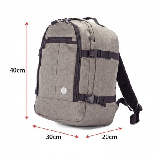 Mochila de viagem Benzi Bz5771, 24 litros, 40×30×20 cm, compatível com malas Vueling e Volotea, compacta, leve e resistente, com pega para bagagem, cinzenta.
