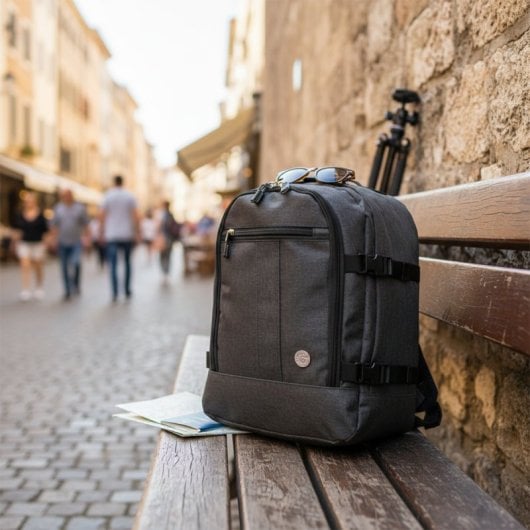 Mochila de viagem Benzi Bz5771, 24L, 40×30×20 cm, compatível com Vueling e Volotea, compacta, leve e resistente, com pega para bagagem, preta.