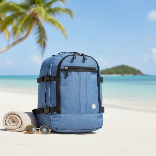 Mochila de viagem Benzi Bz5771, 24L, 40×30×20 cm, compatível com Vueling e Volotea, compacta, leve e resistente, com pega para bagagem, azul claro.