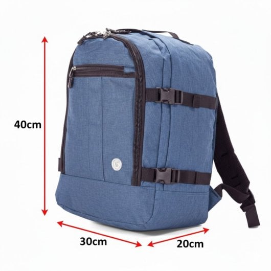 Mochila de viagem Benzi Bz5771, 24L, 40×30×20 cm, compatível com Vueling e Volotea, compacta, leve e resistente, com pega para bagagem, azul claro.
