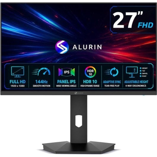 Monitor Alurin CoreVision 24″ Full HD IPS 144Hz 1ms Adaptive Sync HDR 10 Regulable en Altura