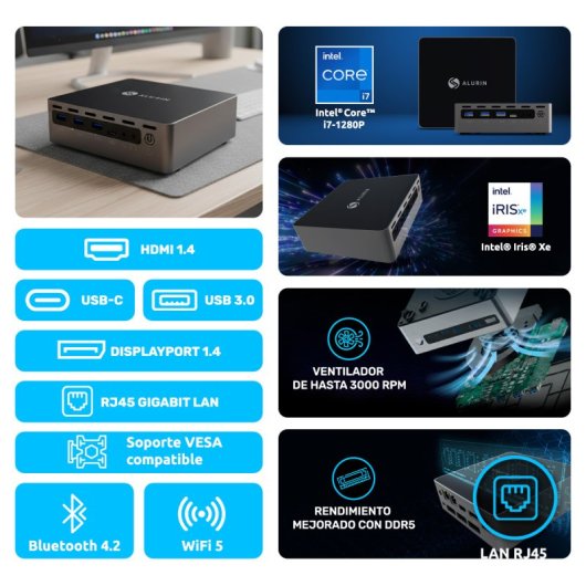 Unidade Alurin Intel Core i7-1280P 16GB 1TB SSD OS