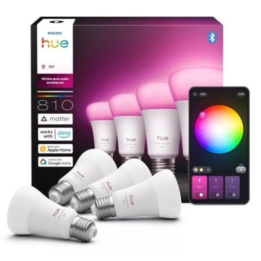 Bombilla inteligente Philips Hue E27 6W 810lm RGB Bluetooth x4