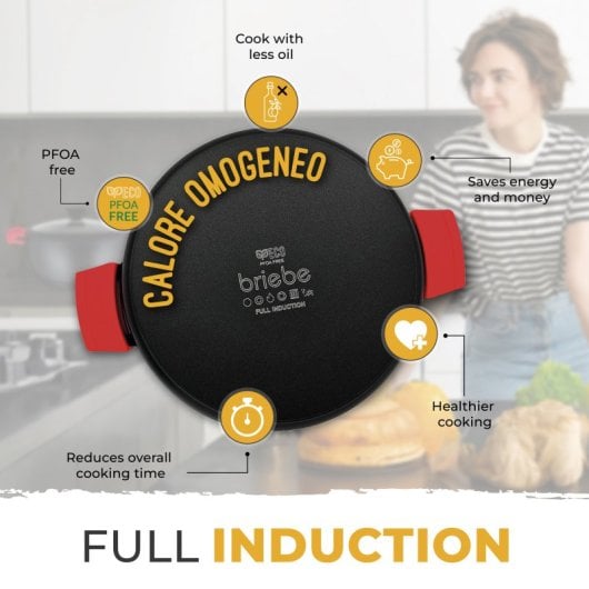 Casserole basse Briebe en titane noir, compatible induction, revêtement antiadhésif en titane, 28 cm, aluminium