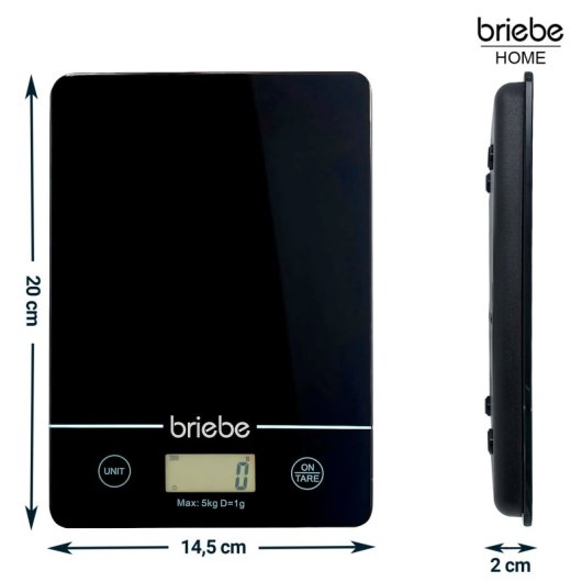 Briebe KW1163 Digitale Küchenwaage, Hochpräzisionswaage, Lebensmittelgewicht bis 5 kg, 1 g Teilung
