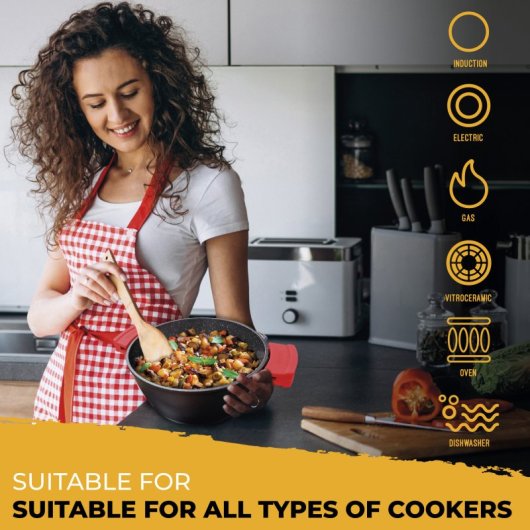 Casserole basse Briebe en titane noir, compatible induction, revêtement antiadhésif en titane, 36 cm, aluminium