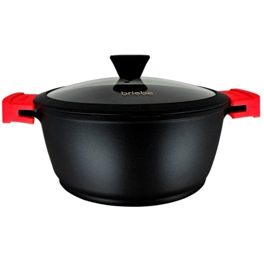 Casserole Briebe en titane noir, compatible induction, revêtement antiadhésif en titane, 20 cm, en fonte d'aluminium