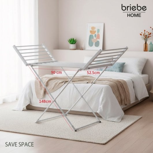 Briebe CD1183 Elektrischer, faltbarer Wäscheständer, geringer Stromverbrauch, 18 Heizelemente, schnelles und effizientes Trocknen