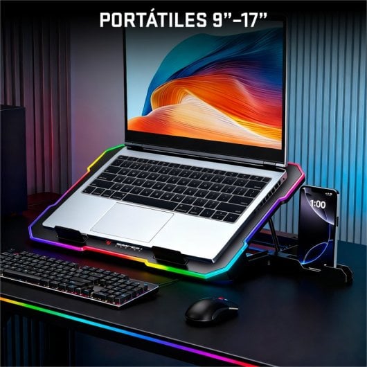 Base de arrefecimento para jogos Tempest Vortex RGB para portáteis até 17".