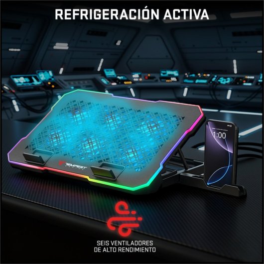 Base de arrefecimento para jogos Tempest Vortex RGB para portáteis até 17".
