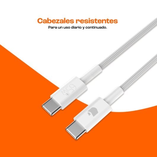 PcCom Essential Cable USB-C a USB-C 65W Carga Rápida Nylon Trenzado 2m