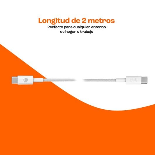 PcCom Essential Cable USB-C a USB-C 65W Carga Rápida Nylon Trenzado 2m