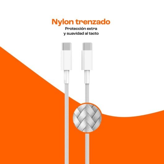 PcCom Essential Cable USB-C a USB-C 65W Carga Rápida Nylon Trenzado 2m
